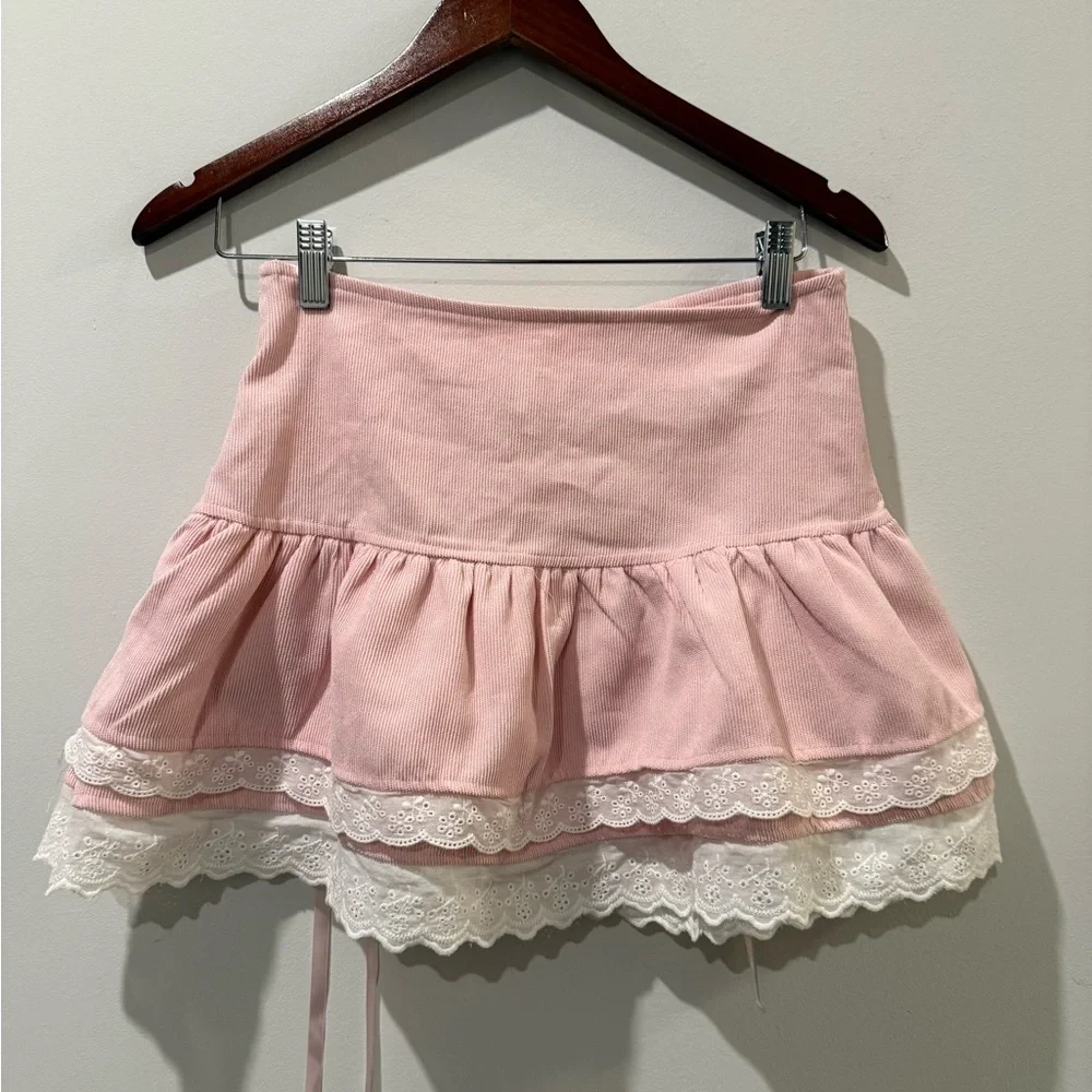 Pink Lace-Up Skirt Size S - Picture 6 of 6